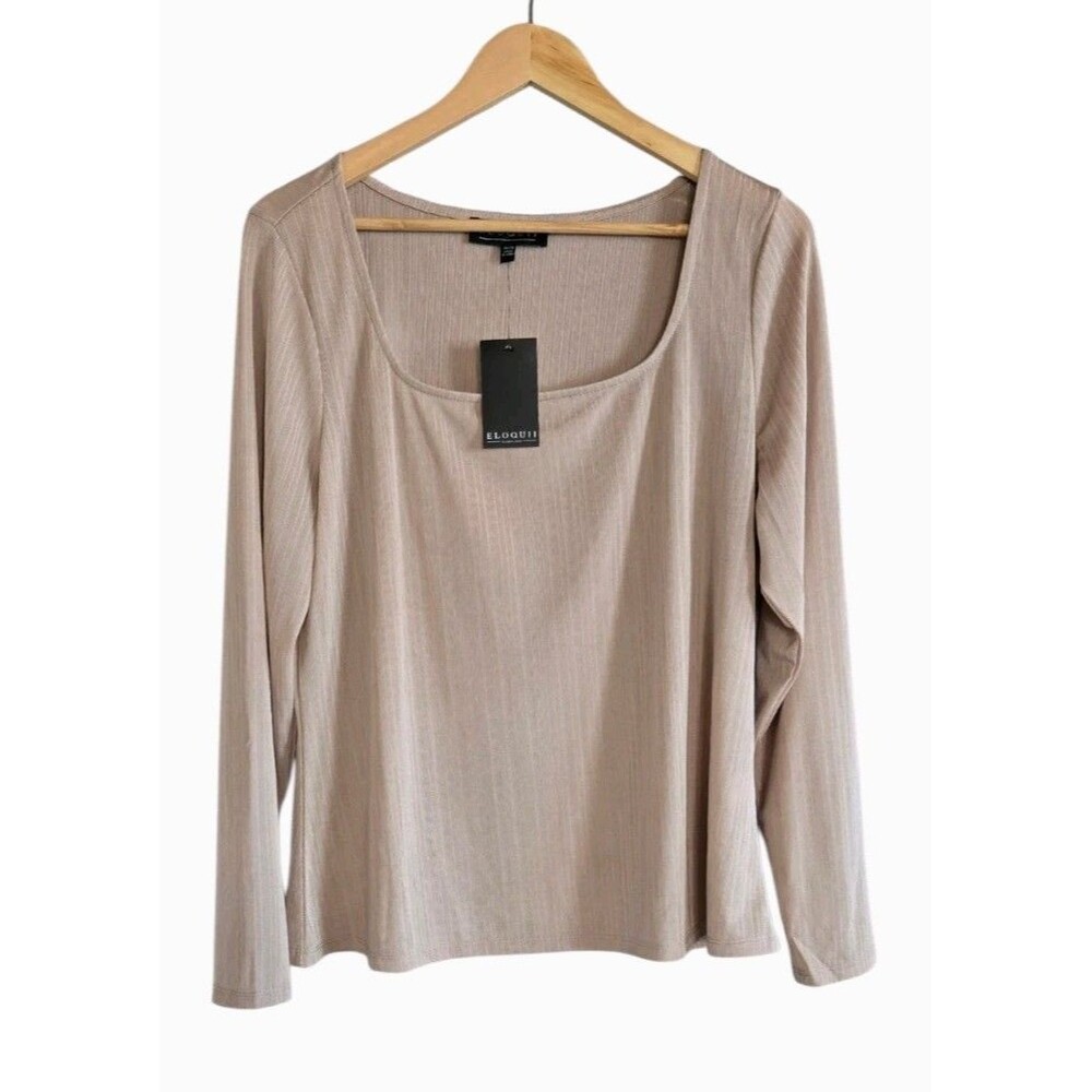 Eloquii Shimmer Gold Square Neck Blouse Lightweight Size 18/20 2X NWT